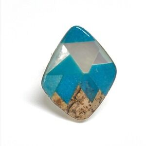 Jay King Vintage 925 Sterling Silver Turquoise Mother Of Pearl Ring Size 10